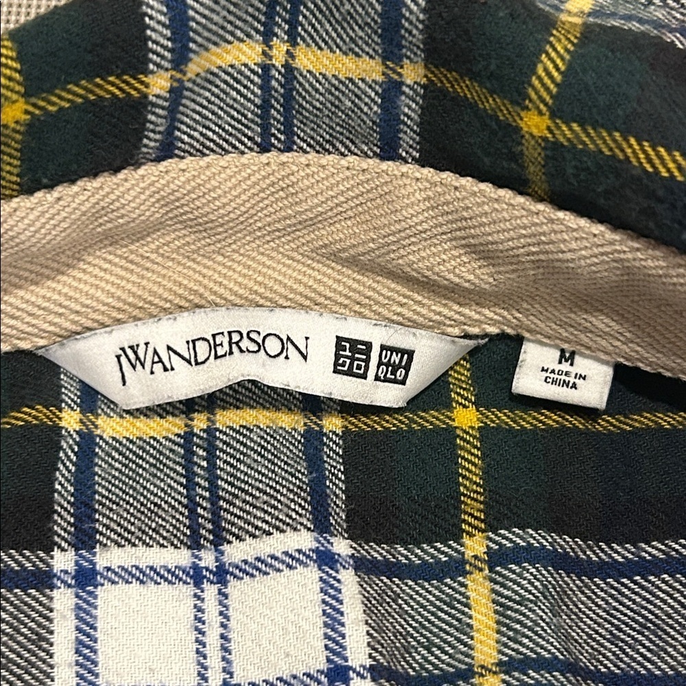 JW ANDERSON UNIQLO Western Half Button Plaid Flannel Shirt Mens Size M - Picture 3 of 12